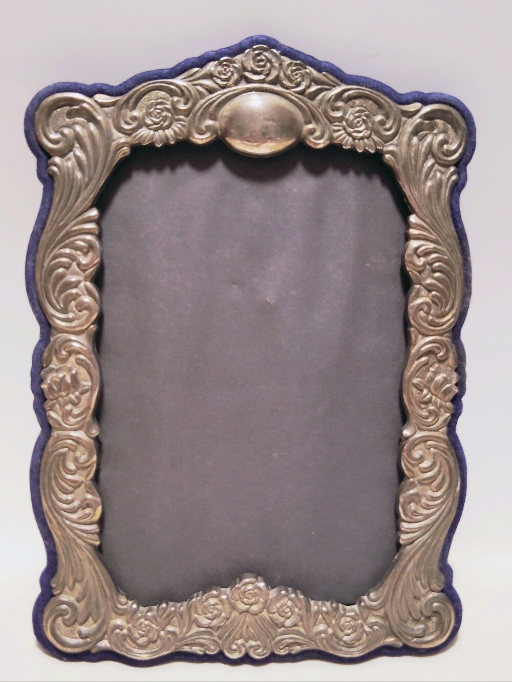 Vintage Victorian Style Silverplate Picture Frame w/ Ornate Roses & Scrollwork